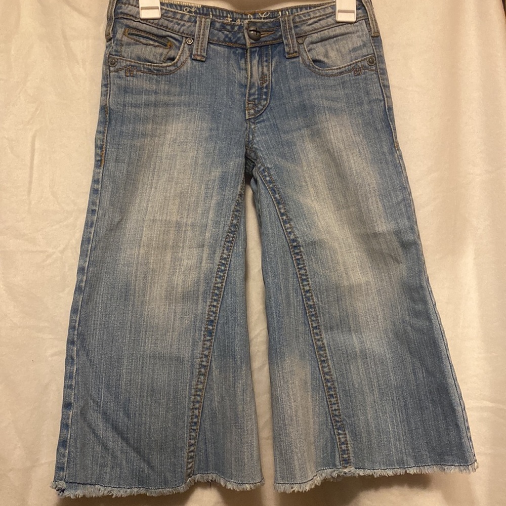 Industrial Cotton Wide Leg Cropped Capri Jeans